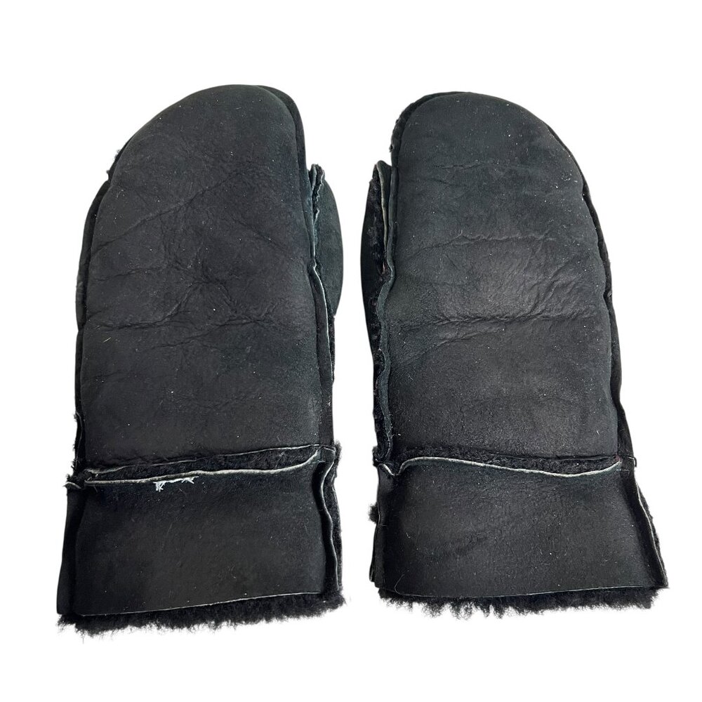 Black Leather Mittens